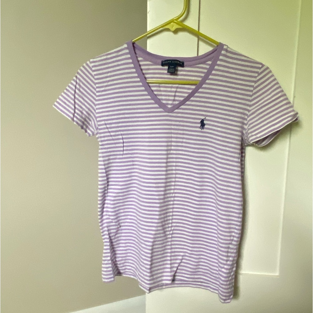 Polo Ralph Lauren v-neck tee striped purple